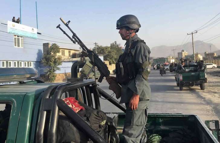 Afghan soldier at bomb blast site