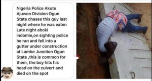 Ogun State police chases man to his death