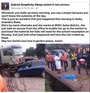 EEDC woman dies in accident 