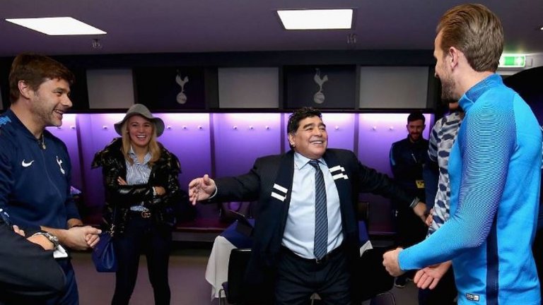 Diego Maradona meets with Tottenham Hotspur Staff and players