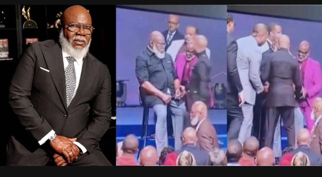 “Old age no be joke” – Video trends as renowned pastor TD Jakes suffers health problem during sermon (Watch)